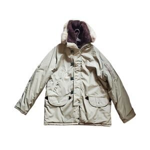Arctic Parka Flight Type N3B Furred Hood Extreme Cold Vintage Khaki Coat, Large